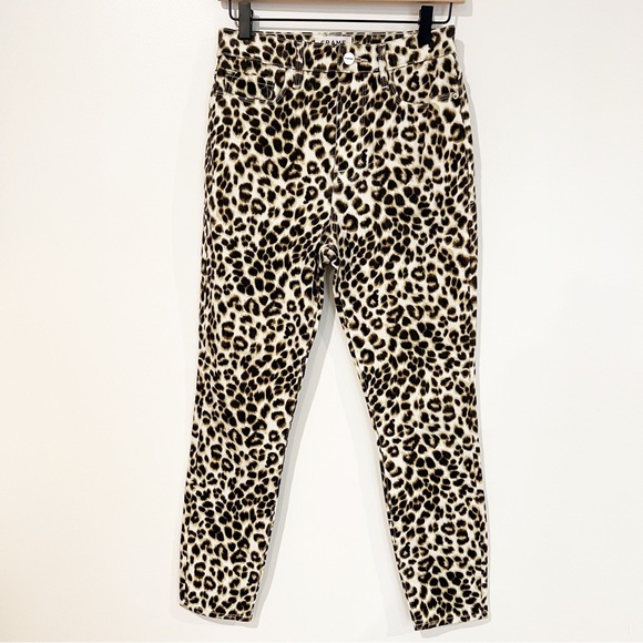 FRAME Denim Ali High Rise Cigarette Leopard Print Beige Multi Jeans Size 27 - Picture 5 of 11